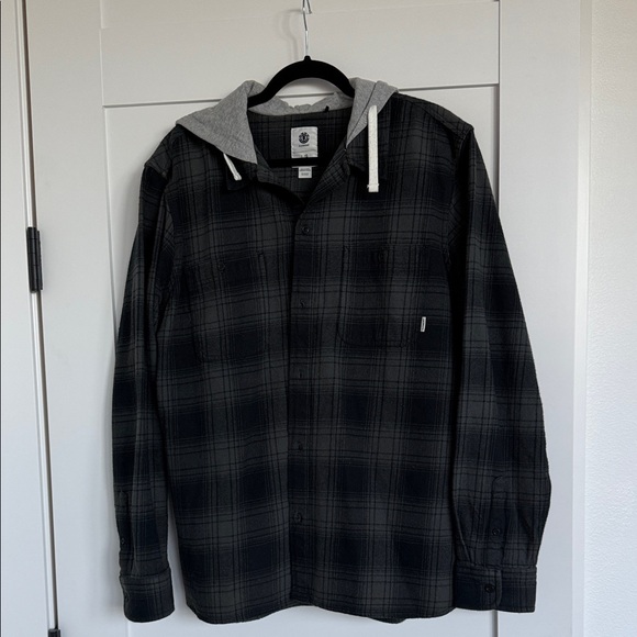 Element Green and Navy Plaid Hooded Jacket - Picture 1 of 6